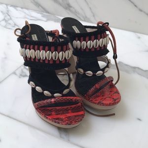Dries Van Noten Embellished Shell Sandals